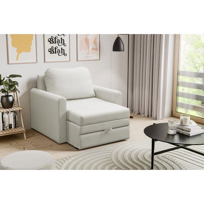 Fauteuil convertible 1 place - DEJANO - crème