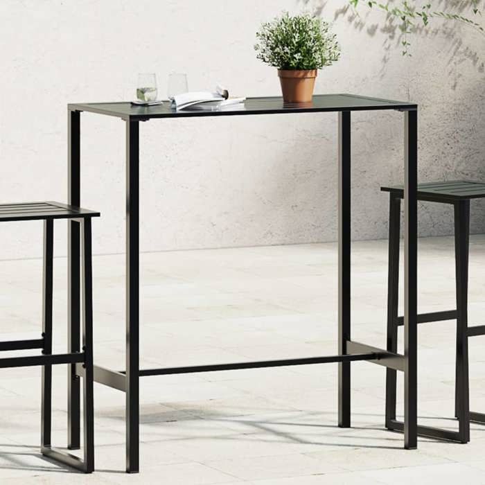 vidaXL Table de bar noir 100x50x110 cm acier enduit de poudre table de bar de petit-déjeuner table de bar de cuisine 4009268