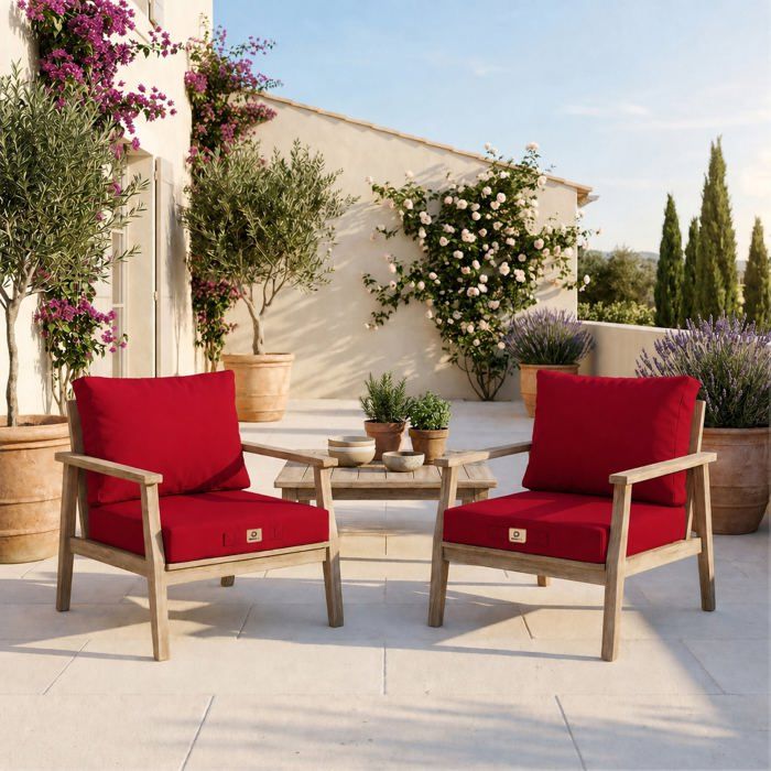 Coussins pour salon de jardin déhoussable 50x60cm Rouge