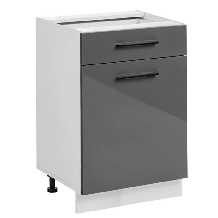 Meuble bas de cuisine avec tiroir Frida - Gris graphite/Blanc - L 60 x H 81 x P 46 cm