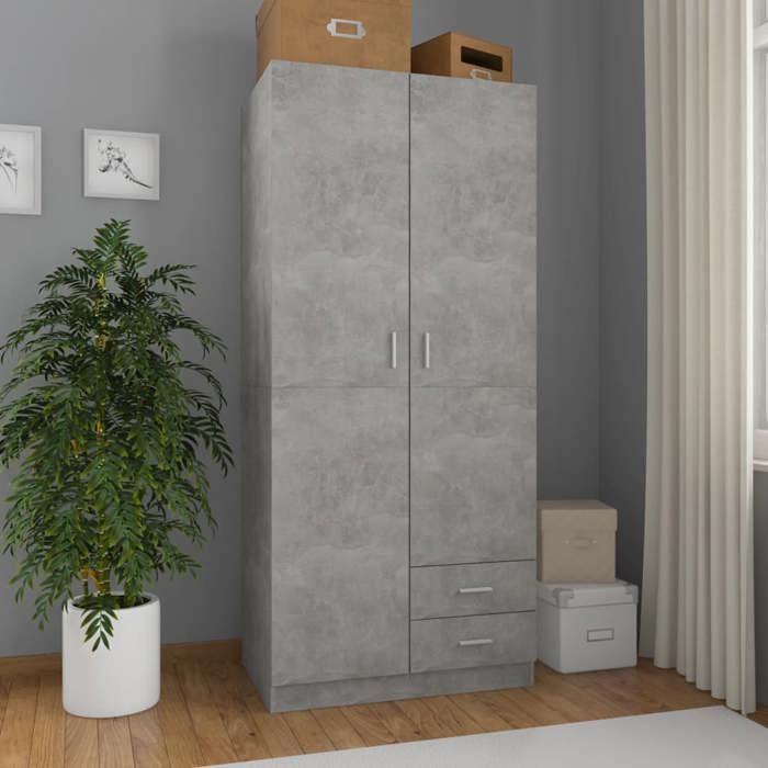 （7837289）Meuble magnifique Garde-robe Chambre - Gris béton 80x52x180 cm Aggloméré
