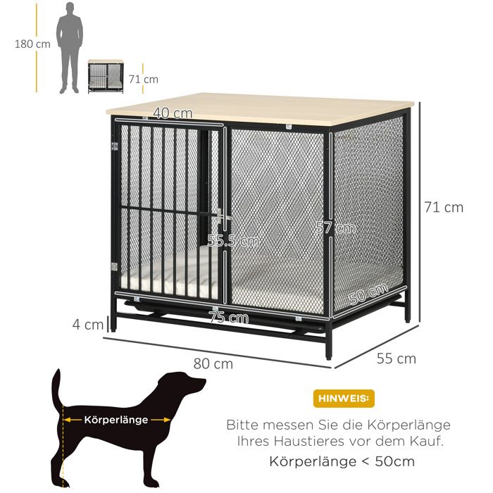 Meilleurs prix pour cage pour chien maison pour chien avec tablette niche pour chien avec coussin bac de sol extensible box pour chien chêne+noir
