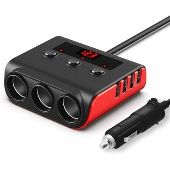 Chargeur de voiture USB charge rapide adaptateur allume-cigare 12 V/24 V 3 6 A 100 W 4 ports USB répartiteur 3 prises a