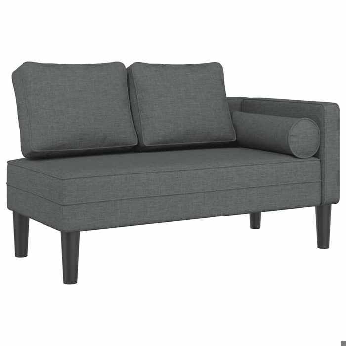 “Winter SaleTOP Fauteuil long Gris - Chaise longue avec coussins gris foncé tissu PRO92168
