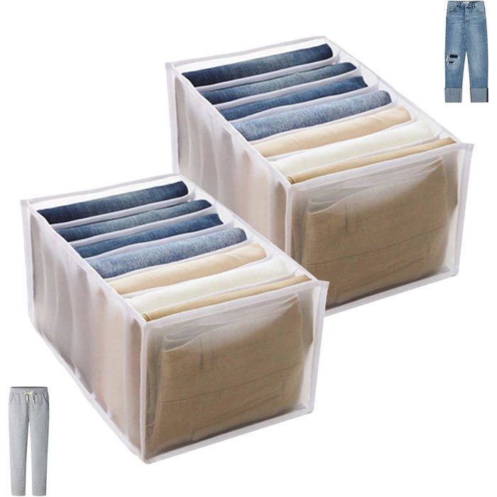 Organisateur de Tiroir pour Pantalon Vêtement Pliable Lot de 2 Boîte De Rangement à Tiroirs pour Faire lArmoire Propre