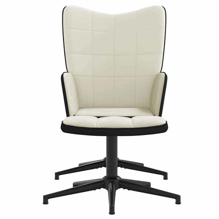 Bestseller Chaise/Fauteuil de relaxation - BURKE - 110 kg par siège - avec tabouret - Blanc crème Velours et PVC FF693