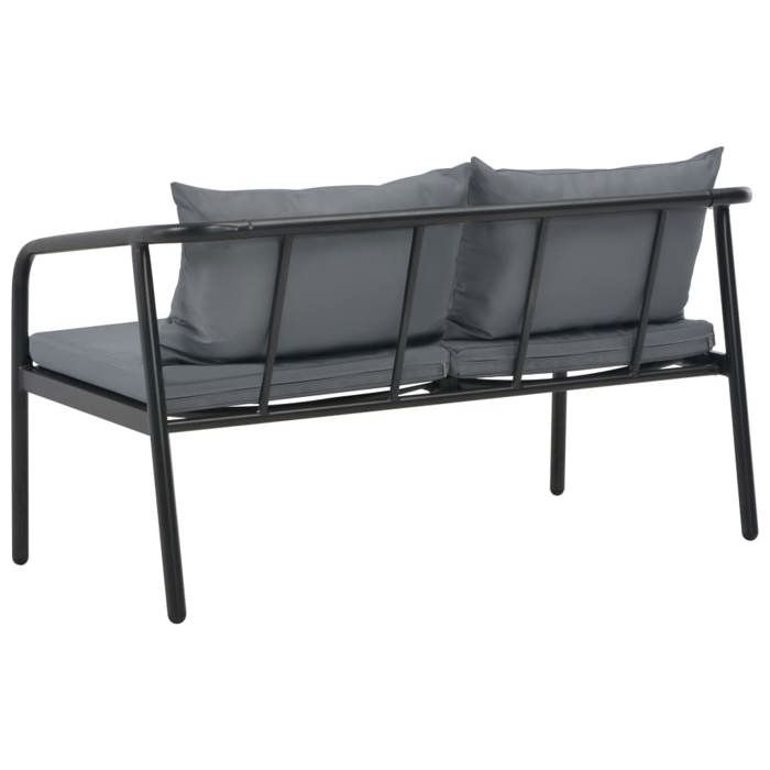 Canapé de jardin 2 places - WIENS - Aluminium - Coussins Gris - 123x72.5x67 cm - Résistant aux intempéries - Confortable