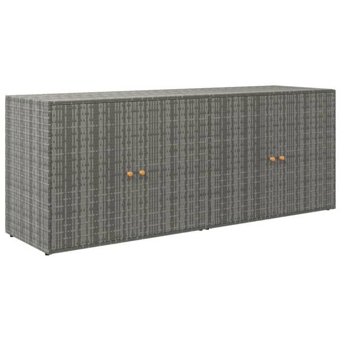 Armoire de rangement jardin en résine tressée - KALISSE - 198x55 5x80 cm - Gris - Résine tressée - Bois dacacia
