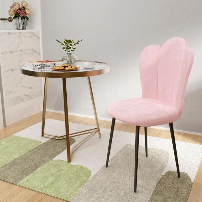 YIYI. Lot de 2 Chaise de salle à manger avec dossier rembourré 45x43x91cm Rose
