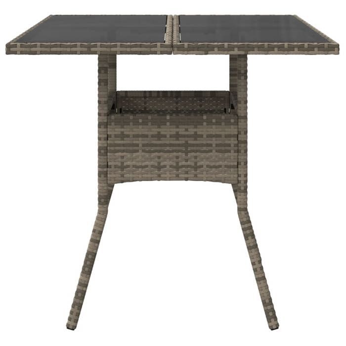 Black Friday Table à dîner de jardin BURKE 2/4 PERSONNES dessus en verre gris 80x80x75 cm résine tressée TTT331