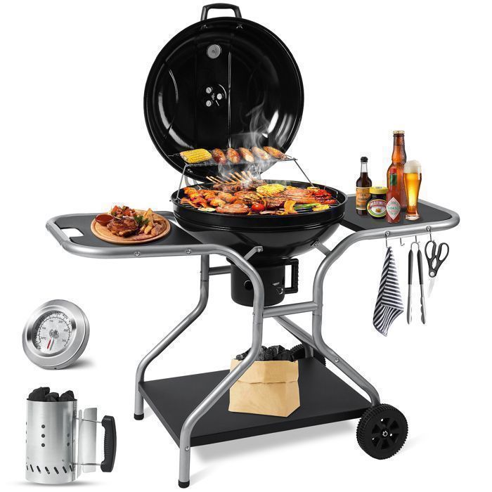 KOTEZU Barbecue Charbon 54 cm Émaillé avec Couvercle et Thermomètre