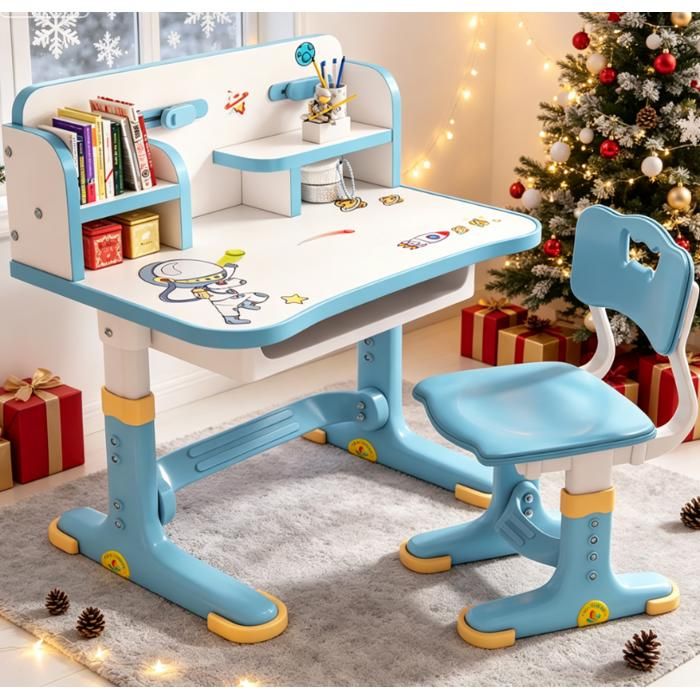 Ensemble Bureau et Chaise Enfant - CURFAIR - Réglable en Hauteur 101 x 75 x 48 cm