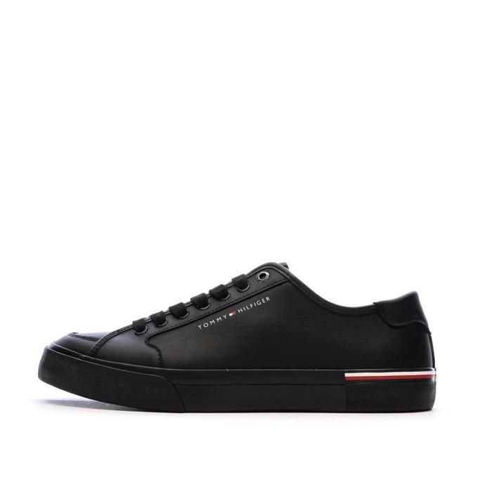 Tommy Hilfiger Baskets Noires Cuir Homme Tommy Hilfiger Core Corporate Vulc