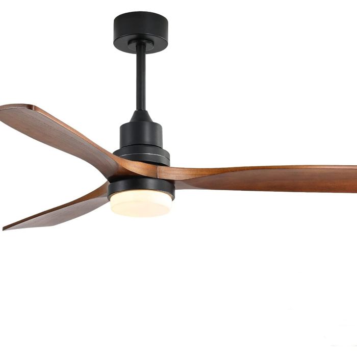 ROLIPO Ventilateur de Plafond Silencieux 132cm - Lumière LED - Télécommande Moteur DC Réversible Été/Hiver 6 Vitesses Bois Noir - Rolipo