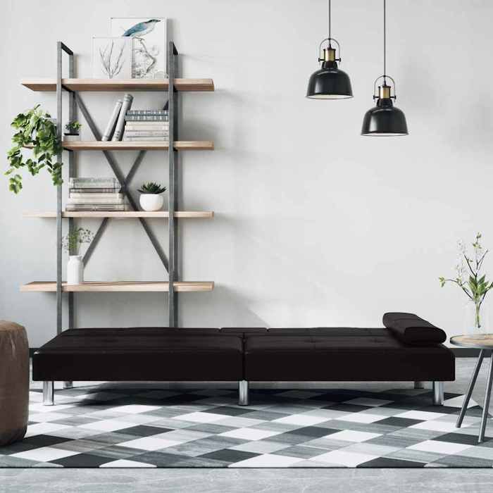 Noir SOFA Convertible - PHSH - Canapé-lit - avec porte-gobelets noir similicuir C622