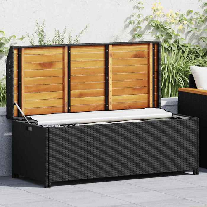 Noir Magnifique Banc de rangement de jardin - 2 PLACES - 120cm Résine tressée Noir 120x50x50cm - Banc Park CL7112905
