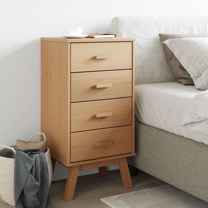 Table de lit - Brun - Armoire de chevet - 1 PC - OLDEN marron bois de pin solide 45x39x90 cm T2811