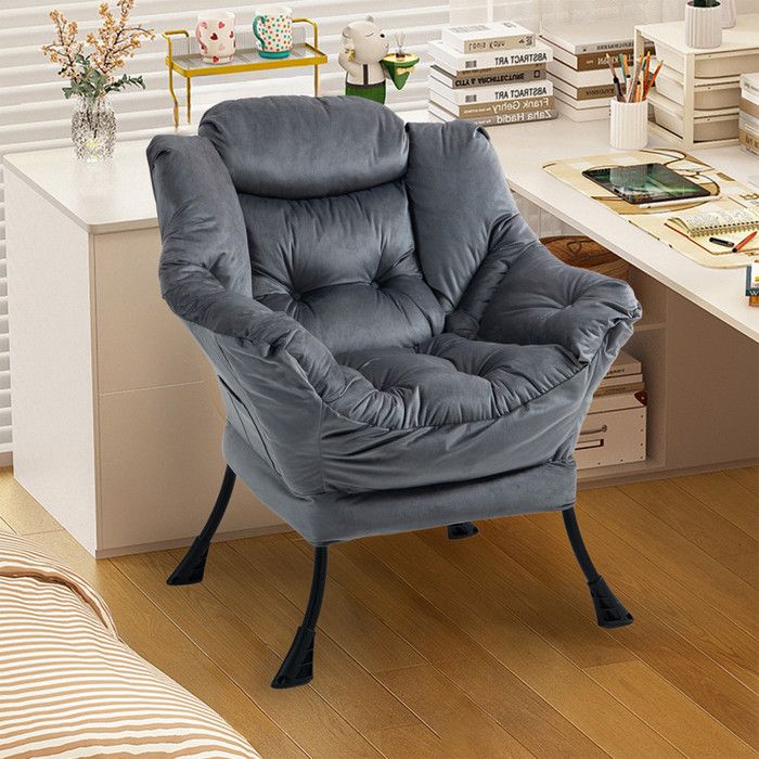 Fauteuil à bascule 75 x 80 x 85 cm fauteuil à bascule en métal avec poches latérales fauteuil à bascule minimaliste gris