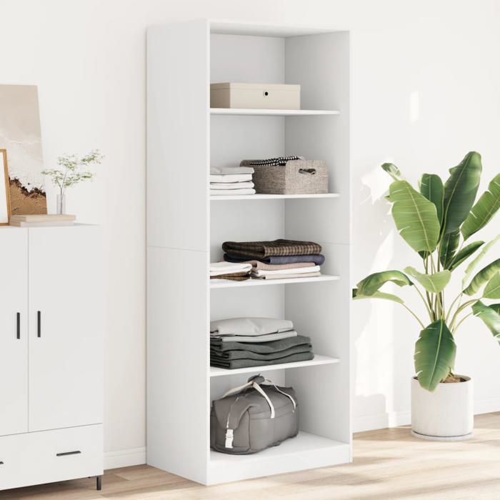 Armoire de rangement Blanc - Garde-robe - blanc 80x50x200 cm bois dingénierie A15558