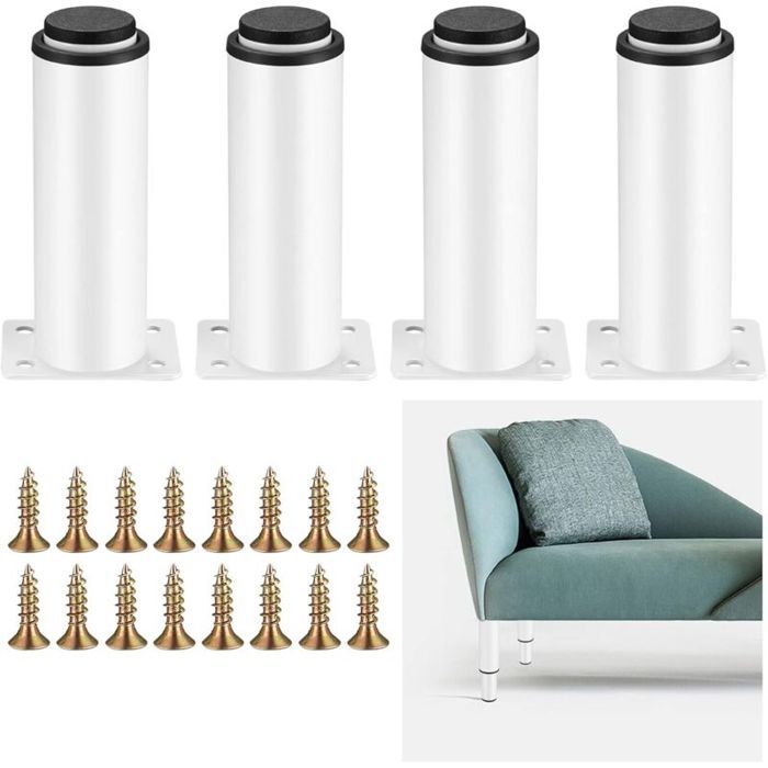 4 pieds meubles réglables blanc hauteur 0-70 mm pour table armoire lit cuisine métal