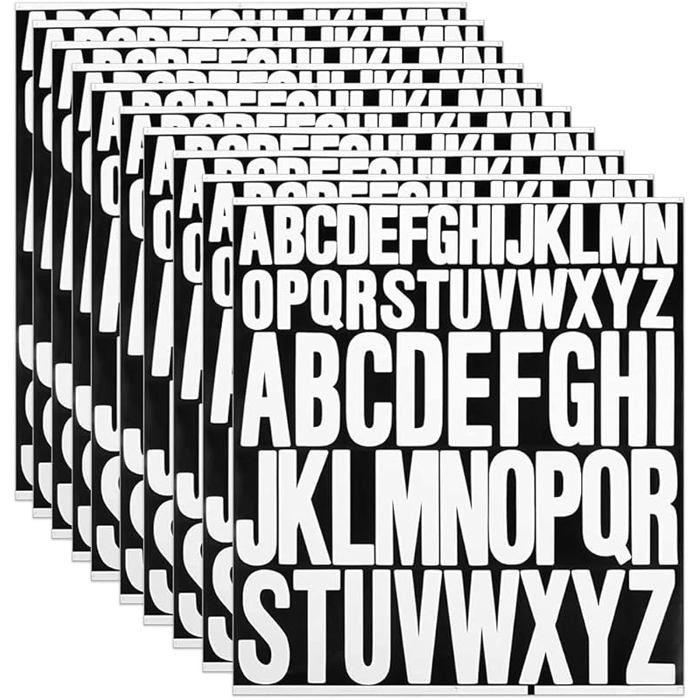 10 Feuilles Lettres Autocolntes 2 Tailles Stickers Lettres Alphabet en Vinyle Lettre Adhesive Bnche Majuscule Bnche