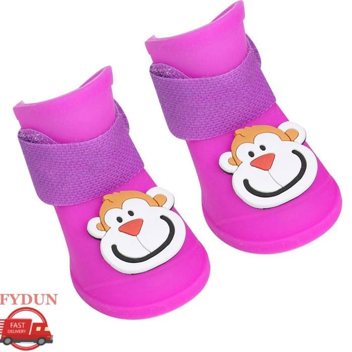 FYDUN Chaussures pour chiens de compagnie 4 pièces dessin animé singe chien chaussures chaussures animalerie manteau M.