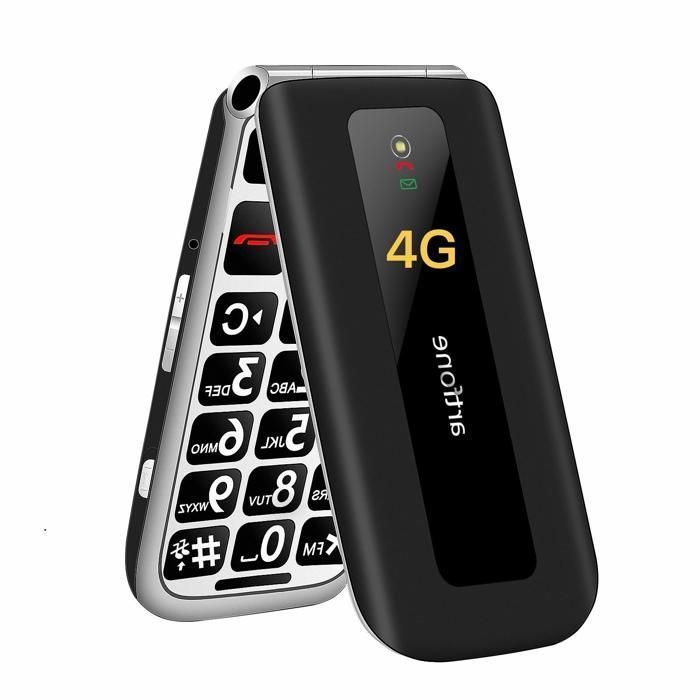 Téléphone Portable Senior – artfone F30 – Téléphone à Clapet 4G Débloqué - Grandes Touches - Bouton SOS – Batterie 1300 mAh – Noir