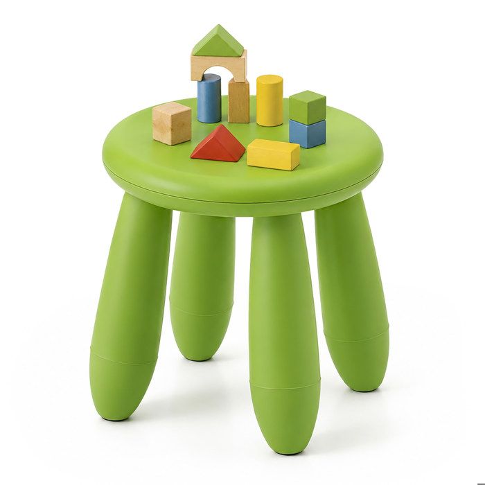 Relaxdays Tabouret enfant en plastique vert hauteur dassise 26 cm léger indéformable facile à nettoyer