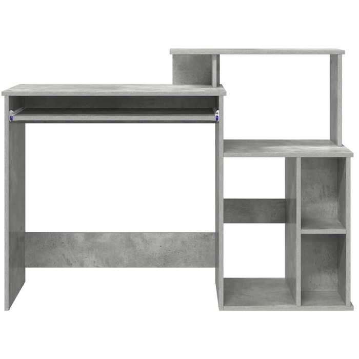 Bureau avec Rangement Gris Béton 120.5x44x88.5 cm Bois dIngénierie_2 ans garantie_78418