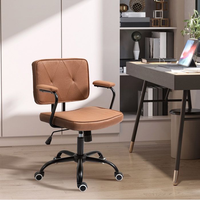 Chaise de bureau rétro réglable en hauteur et fonction bascule 120 kg - MEUNIQ - accoudoirs mousse marron