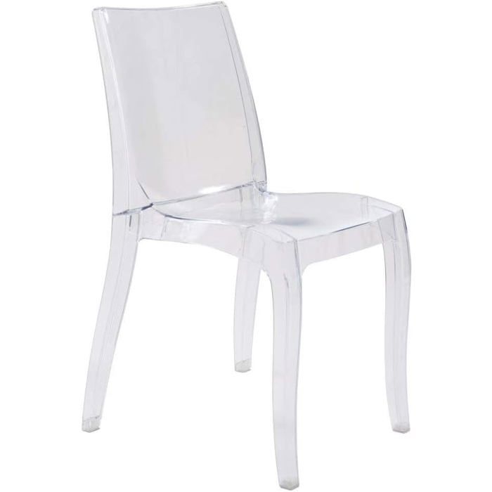 GRAND SOLEIL Chaise Empilable Transparente en Polycarbonate Cristal Clair 54 x 50 x 84 cm GRAND SOLEIL Chaise Empilable Transparente en Polycarbonate Cristal Clair 54 x 50 x 84 cm