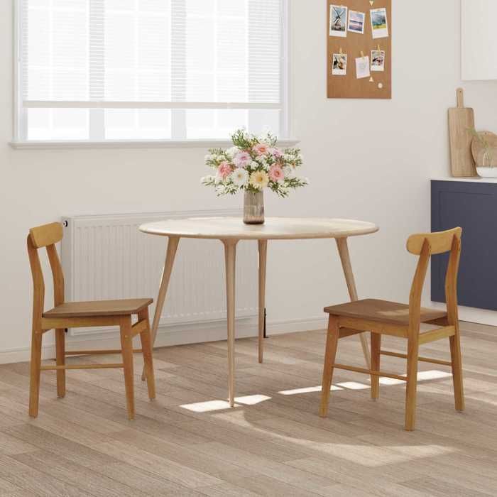 Promo“Chaise de Salle à Manger 2 Pc Bois de Caoutchouc