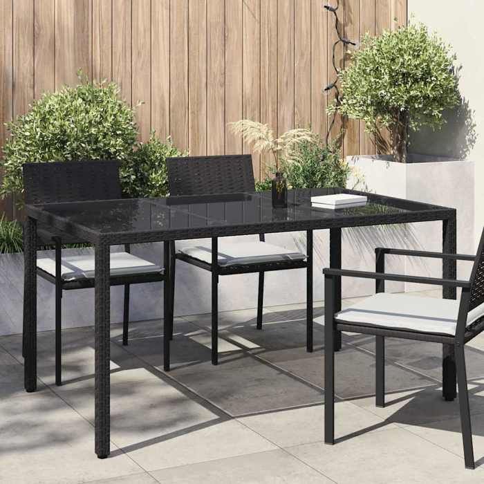 Table de jardin - HABITUDE - Table terrasse - Noir 150 x 90 x 75 cm polyrotin - facile à nettoyer@294238