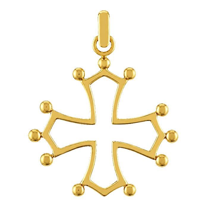 Pendentif Croix Occitane Plaqué Or 18 Carats - Motif Ajouré 12 Pommettes 2.4 x 2 cm - Bijou Poinçonné Mixte Homme Femme Pendentif Croix Occitane Plaqué Or 18 Carats - Motif Ajouré 12 Pommettes 2.4 x 2 cm - Bijou Poinçonné Mixte Homme Femme