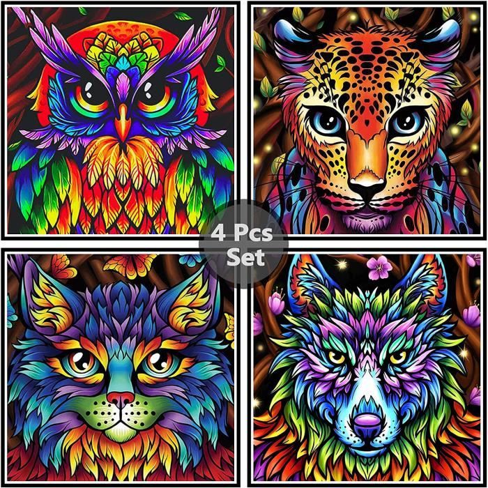 Diamant Painting pour Adultes et Enfants Artisanat Décor Murale À La Maison Diamond Painting 4 Pack DIY 5D Broderie Diamant Kit Complet A