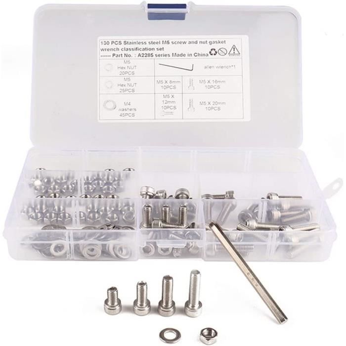 Kit Vis et écrou Machine, M5 Vis à Six Pans Creux, Ensemble D ...