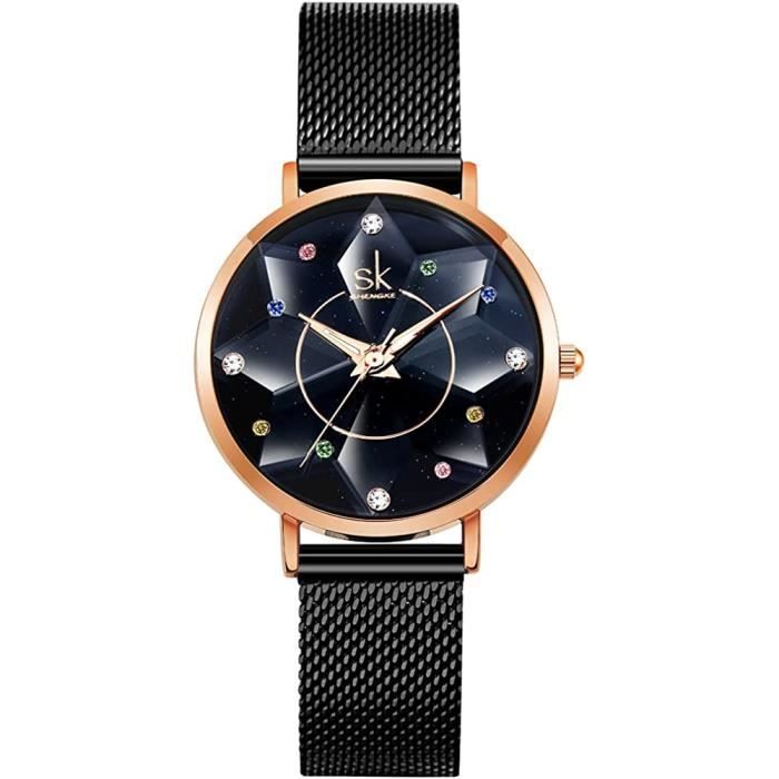 Montre Femme Vintage Pierre Jacquard - 9 Bracelets Interchangeables En Cuir Véritable - Boîtier Acier 24mm