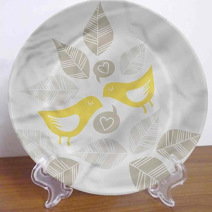 Assiette en porcelaine décorative 15,50cm avec support main image 0