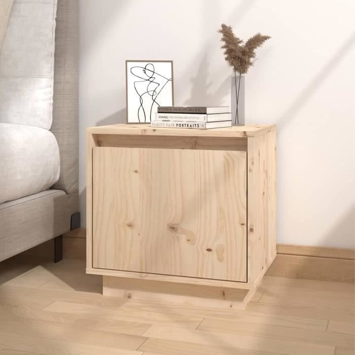 Table de lit marron rustique main image 1
