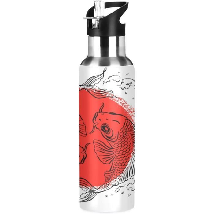 Vnurnrn Poisson Carpe Japon Noir Bouteille D'eau Isotherme | FindTheDeal