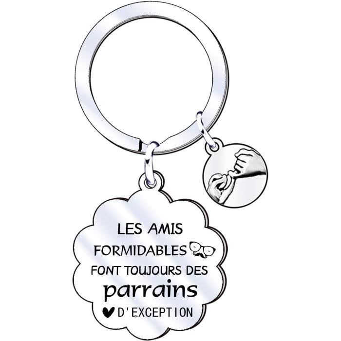 Porte-clés "Veux-tu être Mon Parrain ?" Personnalisé - En Acier Inoxydable Argenté - Décapsuleur Intégré - Cadeau Pour Parrain, Baptême, Fête Des Pères