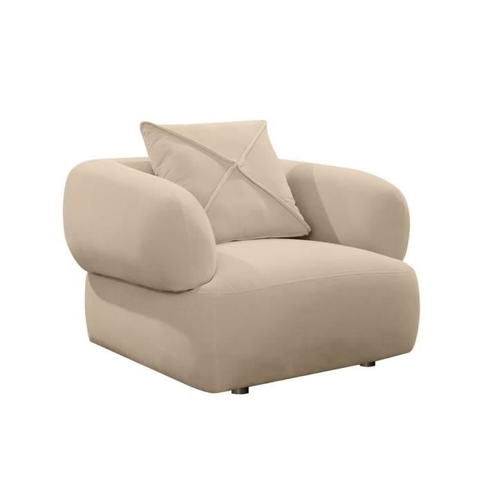 Fauteuil en velours Palermo - Livin24 - Relaxation - Beige - 1 place