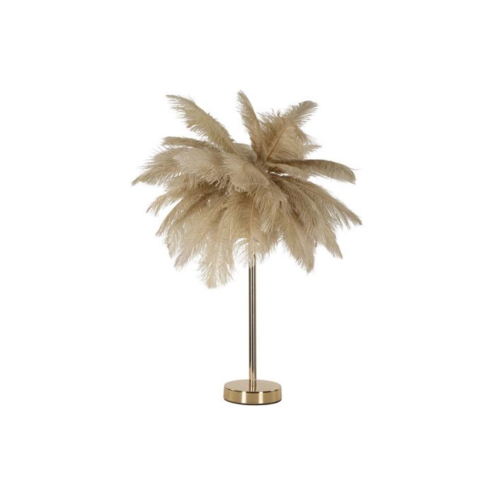 Lampe à Poser Imitation Plume Palm 60cm Or & Camel