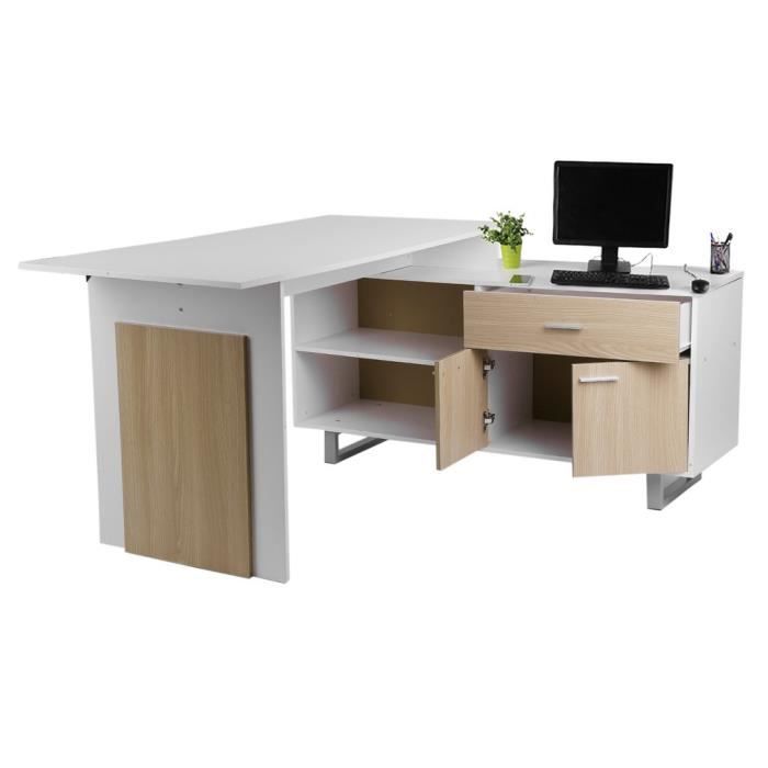 Bureau D Angle Contemporain Decor Chene Et Blanc Brillant L 76 Cm Achat Vente Meuble Informatique Bureau D Angle Contemporai Soldes Sur Cdiscount Des Le 20 Janvier Cdiscount