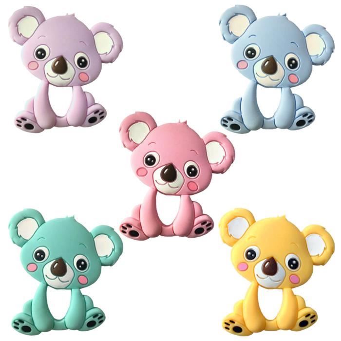 Anneau de dentition en silicone - Forme de koala - Lot de 5 Pièces