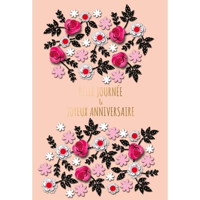 Afie 69-2135 Carte avec Enveloppe Anniversaire 50 ans Femme Rose Fuchsia  Brillant Bouquet Fleurs : : Fournitures de bureau