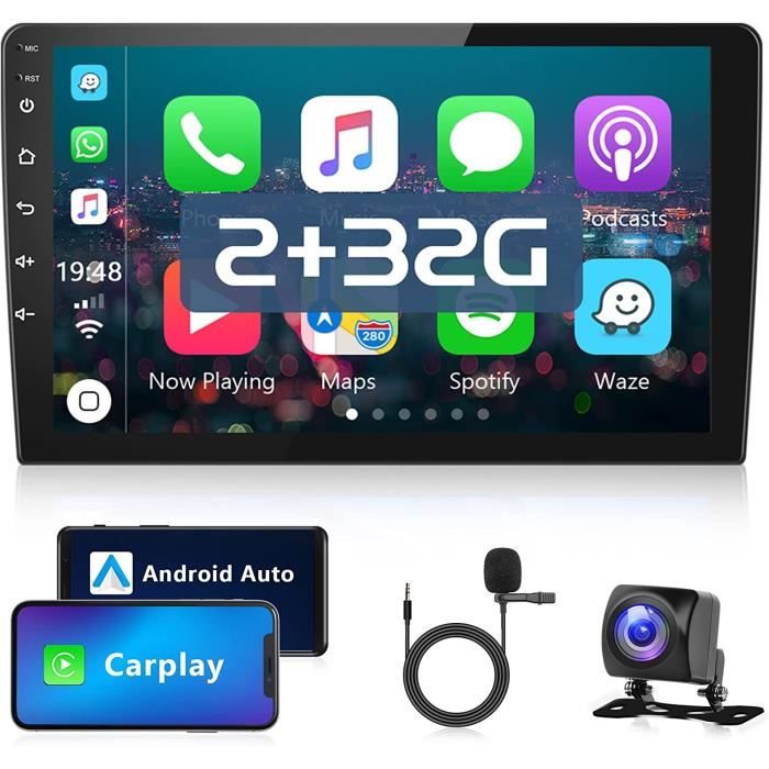1 DIN Bluetooth autoradio met CarPlay & Android auto, met 6,9 inch touchscreen lezer, Mirror Link/RDS FM radio/USB/Type C/microfoon/back upcamera/ondersteuning afstandsbediening
