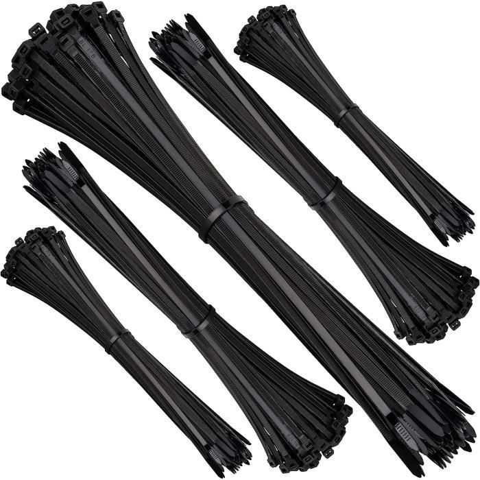 Lot de 500 serre-câbles rislan attache câbles résistants aux UV Noir  150-200-250-300-370 mm x 3,6-4,8 mm[2037] - Cdiscount Bricolage