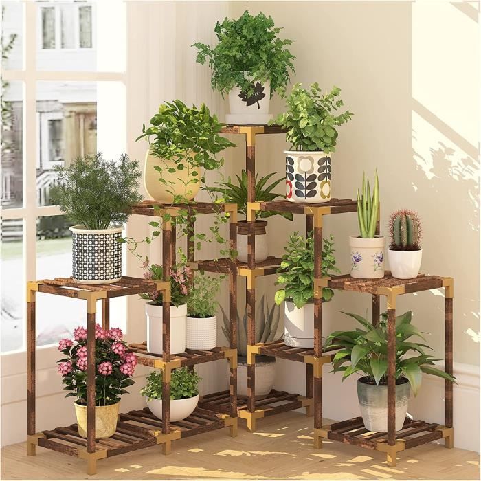 Support Plantes Extérieur HOMASIS : Jardinière Avec Grille En Bois De Cèdre, Grand Modèle Pour Plantes Grimpantes