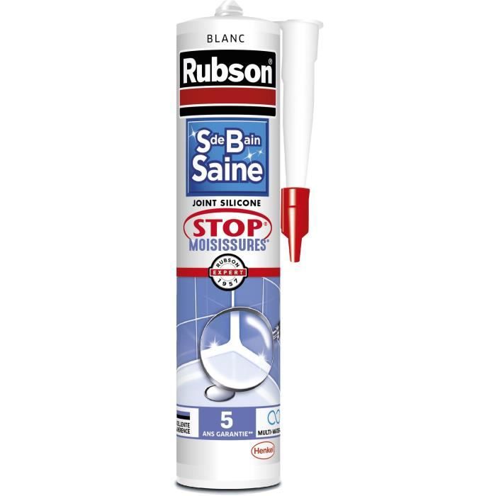 Mastic Sanitaires RUBSON 2690812 Salle de bain saine Stop Moisissures 280ml